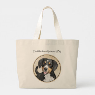 Grand Tote Bag Entlebucher Mountain Dog Painting Original Chien A