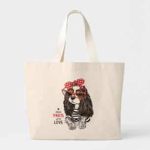 Grand Tote Bag Épagneul cavalier du Roi Charles de Paris avec