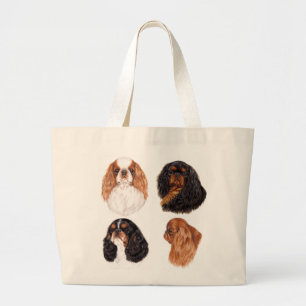 Grand Tote Bag Épagneul de jouet anglais (roi Charles) chacune