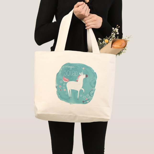 Grand Tote Bag Équipe de licorne magique (Devant (produit))