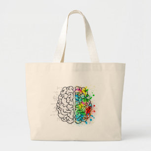 Grand Tote Bag esprit cerveau psychologie idée coeurs