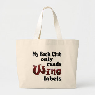 Grand Tote Bag Étiquettes de vin pour club de lecture