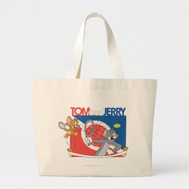 Grand Tote Bag Étoiles de tennis Tom et Jerry 4 (Devant)
