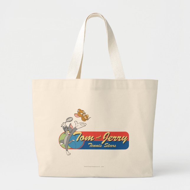 Grand Tote Bag Étoiles de tennis Tom et Jerry 6 (Devant)