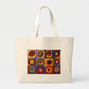 Grand Tote Bag Étude des couleurs des cercles Carré