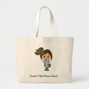 Grand Tote Bag Étudiante Médicale, Docteur, PA, NP - Brunette F