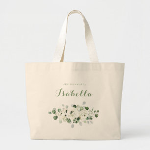 Grand Tote Bag Eucalyptus Verdure blanche fleurie rustique brides