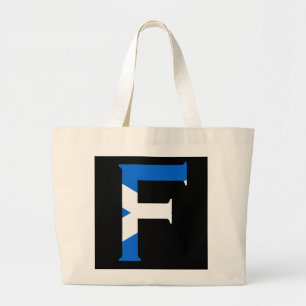 Grand Tote Bag F Monogramme superposé sur le drapeau écossais jtc