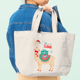 Grand Tote Bag Fa La Llama Noël mignonne Festive