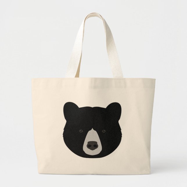 Grand Tote Bag Face de l'ours noir (Devant)