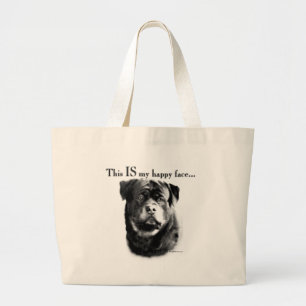 Grand Tote Bag Face joyeux de Rottweiler