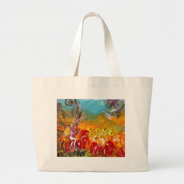 GRAND TOTE BAG FAIRY DES FLEURS ROUGES (Devant)