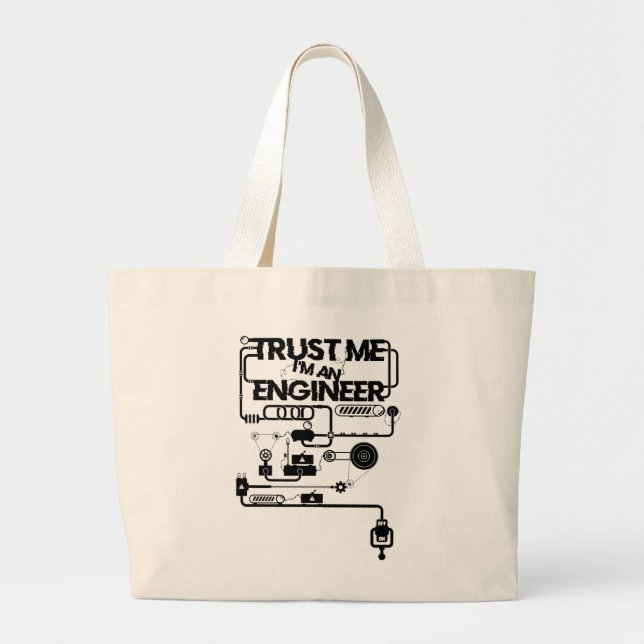 Grand Tote Bag Faites-moi confiance. Je suis ingénieur (Devant)