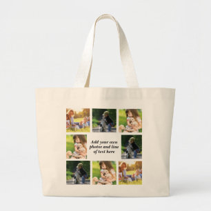 Grand Tote Bag Faites votre propre collage photo et texte