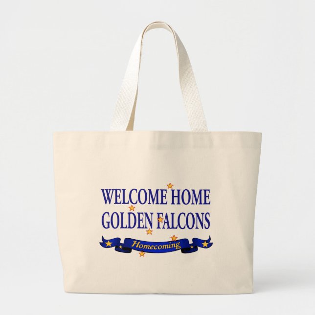 Grand Tote Bag Falcons d'or à la maison bienvenus (Devant)