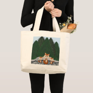 Grand Tote Bag Famille adorable de renards