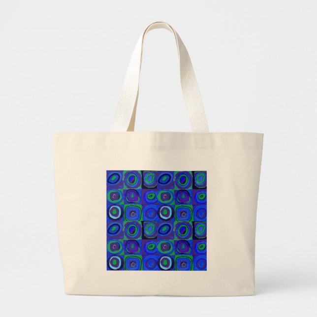 Grand Tote Bag Farbstudie Quadrate Carré Cercles bleus (Devant)