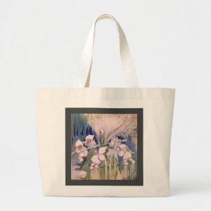 Grand Tote Bag Fées de la neige faisant de la neige 