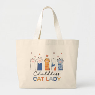 Grand Tote Bag Femme au chat sans enfant votant Kamala Harris Pré