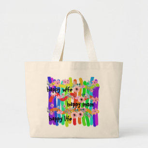 Grand Tote Bag femme heureuse maman heureuse heureux