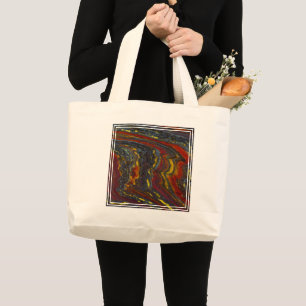 Grand Tote Bag Fer à Tiger en rouge, jaune, bleu