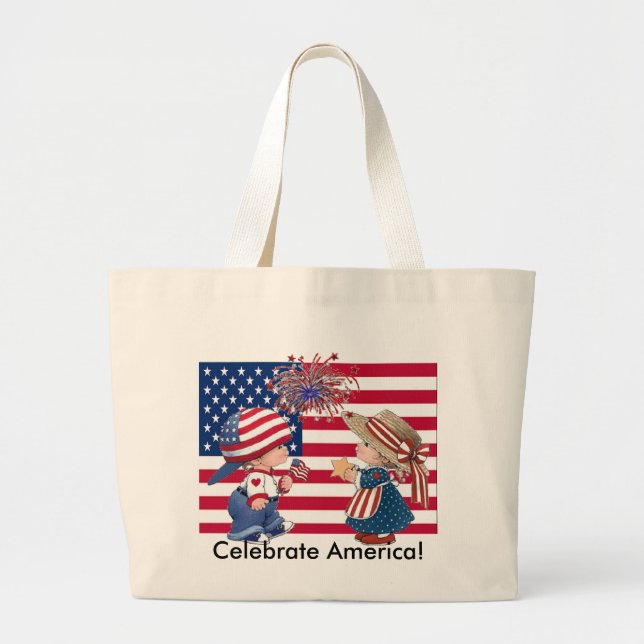 Grand Tote Bag Fêter le drapeau américain (Devant)
