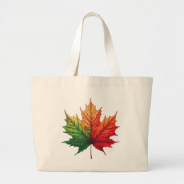 Grand Tote Bag Feuille d'érable à trois couleurs