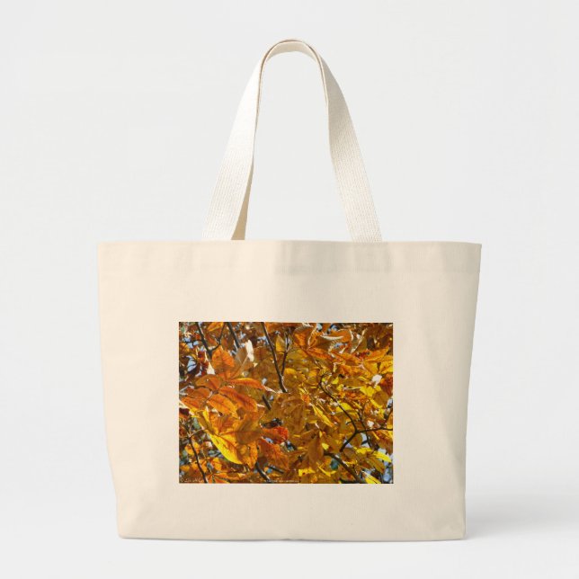Grand Tote Bag Feuilles d'automne Cadeaux d'or Vêtements Objets d (Devant)