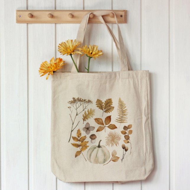 Grand Tote Bag Feuilles d'automne et Citrouille (Créateur téléchargé)