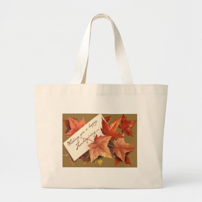 Grand Tote Bag Feuilles D'Automne Vous Souhaitant Un Bon thanksgi (Devant)