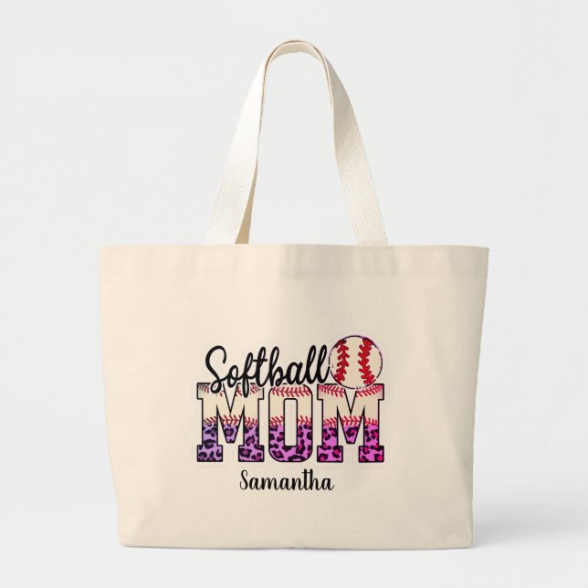 Grand Tote Bag Fier Softball Maman Vie (Devant)