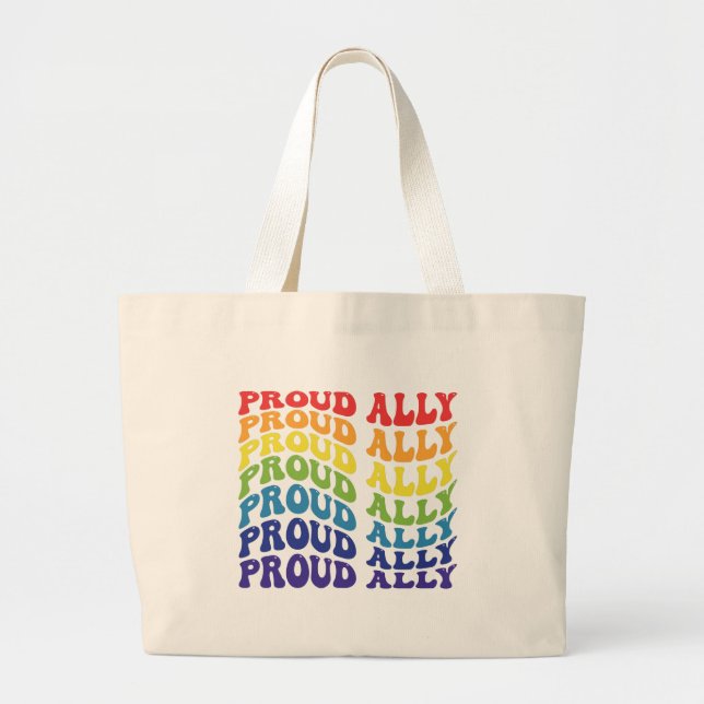 Grand Tote Bag Fière Ally | LGBTQ | GAY PRIDE | Arc en ciel (Devant)