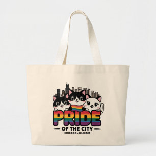 Grand Tote Bag Fierté de Chicago City Illinois USA Rainbow Flag