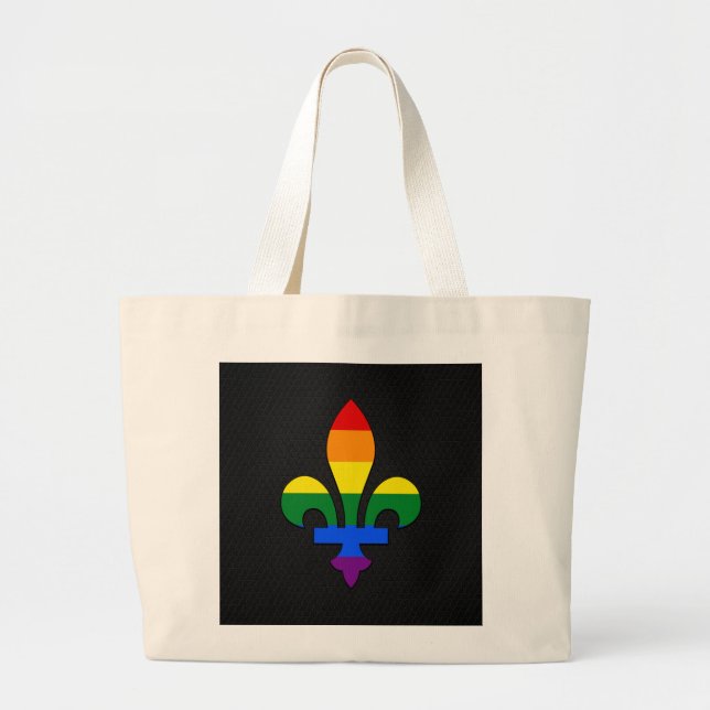 Grand Tote Bag Fierté LGBT fleur de lis (Devant)