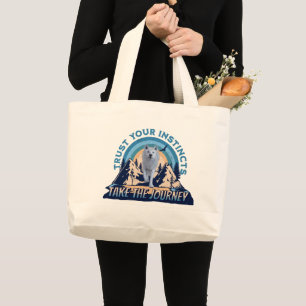 Grand Tote Bag Fiez-vous à vos instincts Aventure du loup arctiqu
