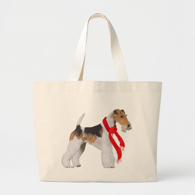 Grand Tote Bag Fil Fox Terrier Noël (Devant)