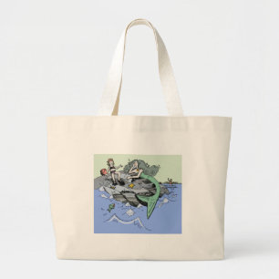 Grand Tote Bag Fille sirène Été Plage Amitié Fantaisiste
