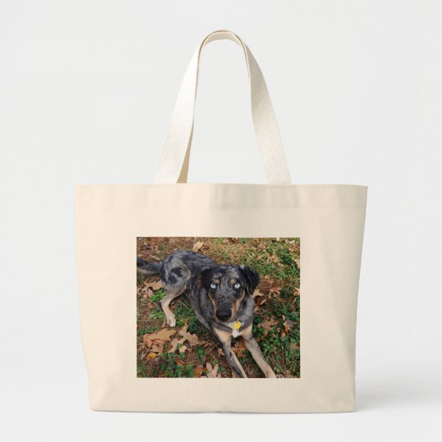 Grand Tote Bag Fixation de chien de léopard de Catahoula (Devant)