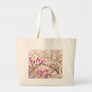 Grand Tote Bag Fleur de printemps rose pourpre en floraison