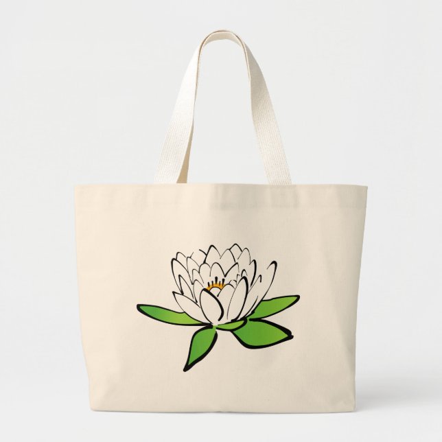 Grand Tote Bag Fleur Lotus blanche (Devant)