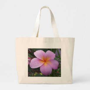 Grand Tote Bag Fleur rose de Plumeria d'Hawaï