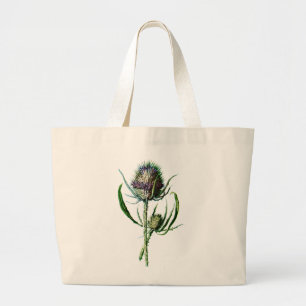 Grand Tote Bag Fleur sauvage d'antiquité de chardon d'écossais