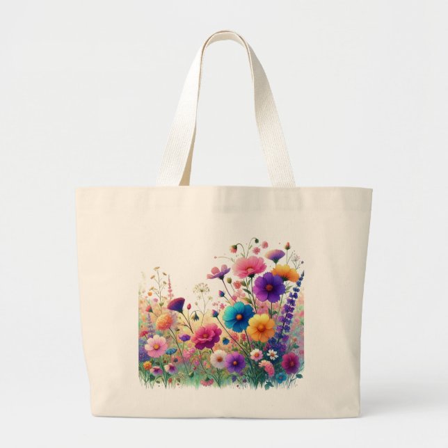 Grand Tote Bag Fleur sauvage Rhapsody (Devant)