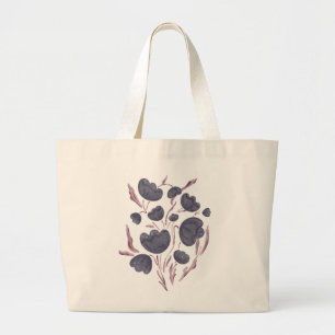Grand Tote Bag Fleur violet foncé esthétique