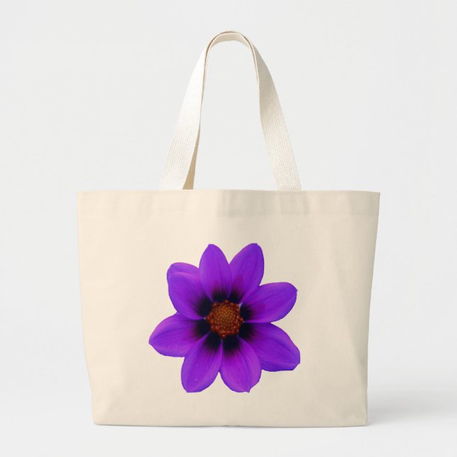 Grand Tote Bag Fleur violette à Dusk (Devant)