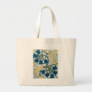 Grand Tote Bag Fleurs bleues florales Lily Valley Répétition