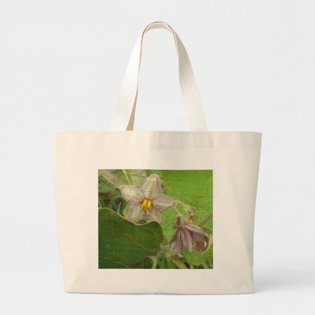 Grand Tote Bag Fleurs d'aubergine (Devant)