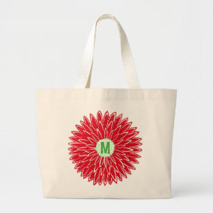 Grand Tote Bag Fleurs de cerisier roses et rouges en xylographie