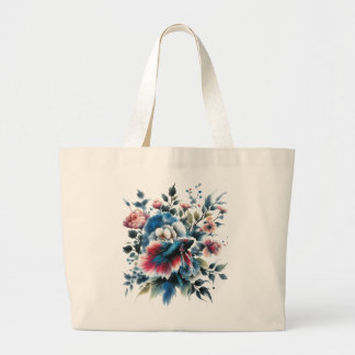 Grand Tote Bag Fleurs de style oriental et ecobag de poisson bêta