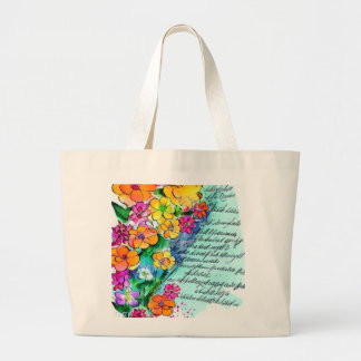 Grand Tote Bag Fleurs et lettres